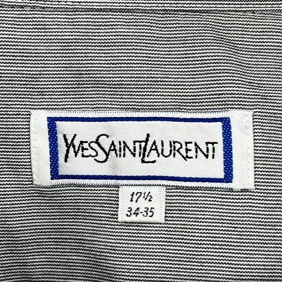 Yves Saint Laurent Long Sleeve Button Front Dress Shirt Gray 17.5 34-35 - Picture 3 of 9